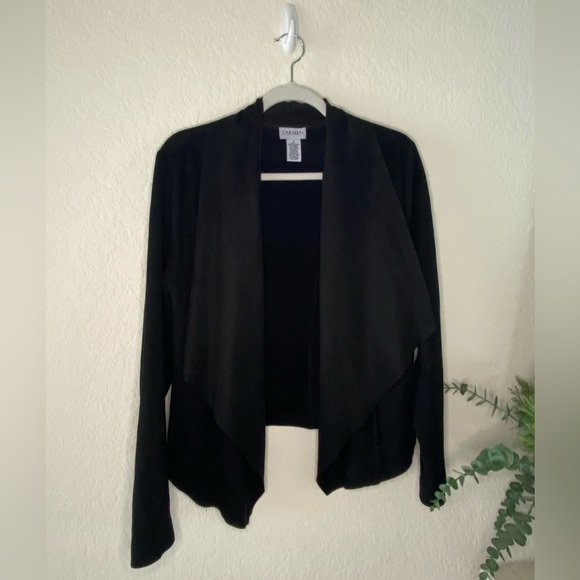 Carmen Marc Valvo (CMV) Open Front Black Blazer - Picture 1 of 9